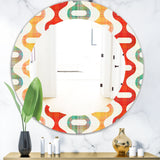 Orange Yellow and Green Shapes' Mid-Century Mirror - Oval or Round Wall Mirror