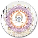 Buddha Madala Purple and Orange' Traditional Mirror - Oval or Round Wall Mirror