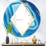 Marbled Blue 1' Glam Mirror - Oval or Round Vanity Mirror