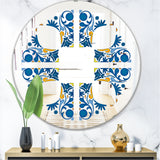Blue Tiles' Bohemian and Eclectic Mirror - Oval or Round Wall Mirror