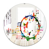 Music Notes III' Modern Mirror - Contemporary Oval and Circle Wall Mirror