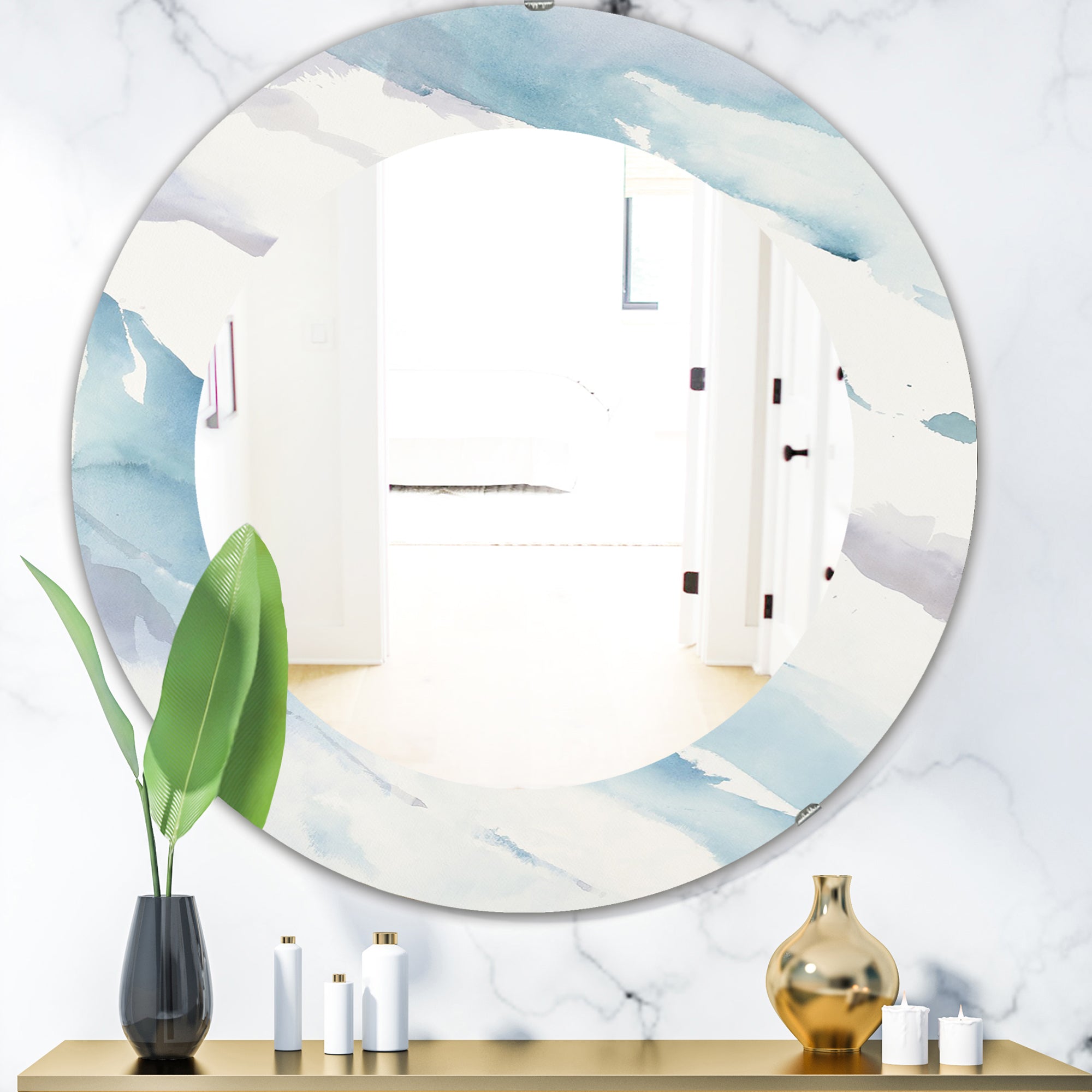 Modern Abstract Drift' Traditional Mirror - Oval or Round Wall Mirror