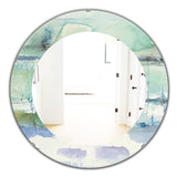 Blue Abstract Panel I' Modern Mirror - Oval or Round Wall Mirror