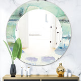 Blue Abstract Panel I' Modern Mirror - Oval or Round Wall Mirror