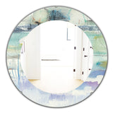 Blue Abstract Panel II' Modern Mirror - Oval or Round Wall Mirror