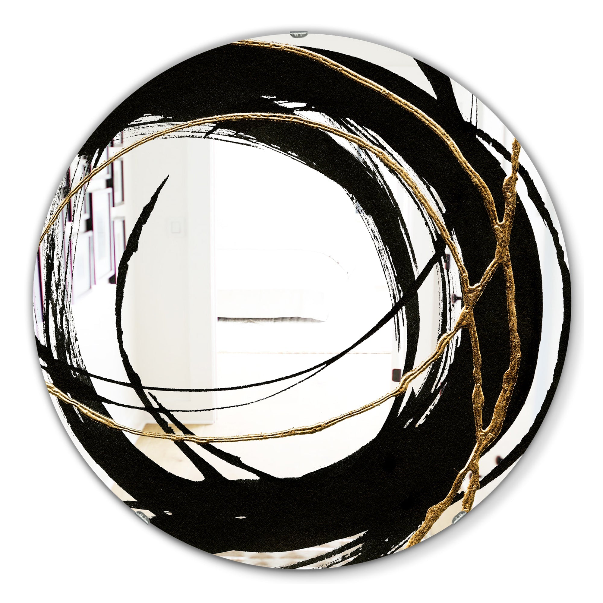 Black & White 10' Glam Mirror - Oval or Round Wall Mirror