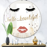 Fashion Glam Lips On Gold I' Modern Mirror - Contemporary Oval or Round Wall Mirror