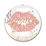 Fashion Glam Lips On Gold II' Modern Mirror - Oval and Circle Wall Mirror