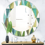Geometric Green Triangle III' Mid-Century Mirror - Oval or Round Wall Mirror