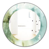 Abstract Watercolor Green House' Traditional Mirror - Oval or Round Wall Mirror