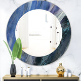 Black and Blue Abstract Water Painting' Modern Mirror - Oval or Round Wall Mirror