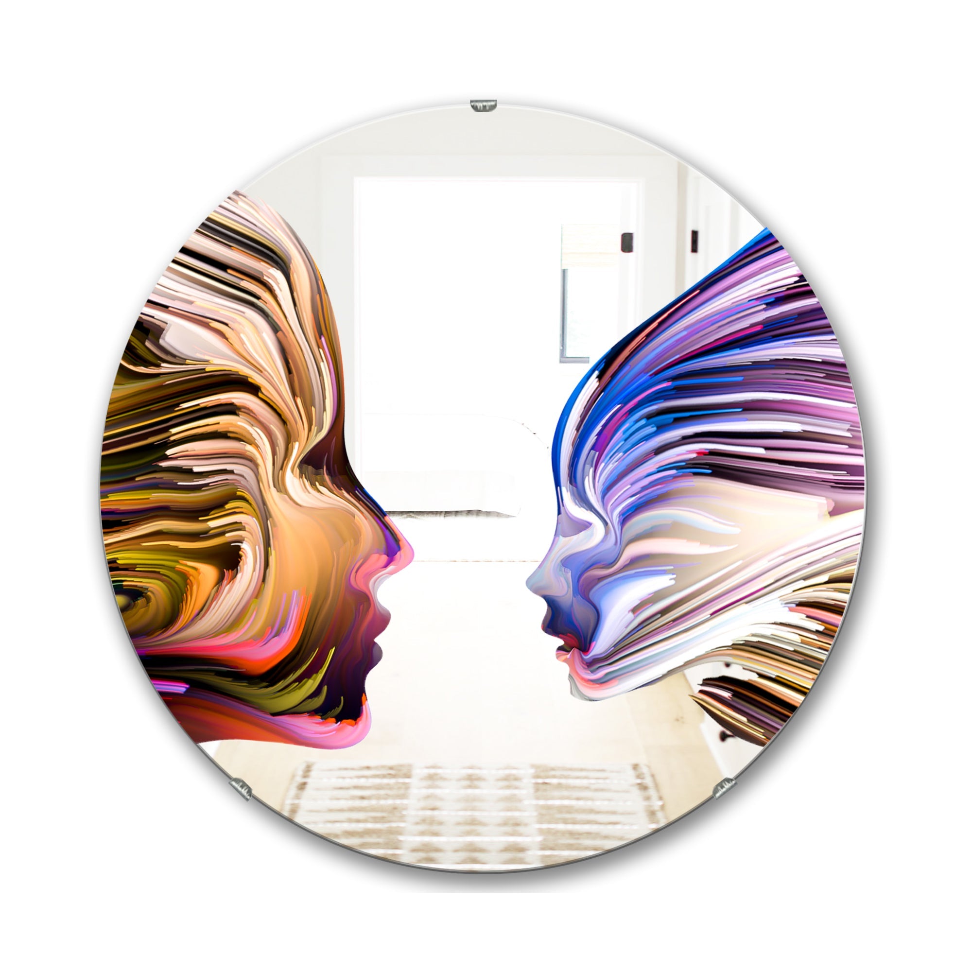 Metaphorical Mind Painting' Modern Mirror - Contemporary Oval or Round Wall Mirror