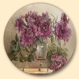 Bouquet of Pink Peonies Ultra Glossy Floral Metal Circle Wall Art