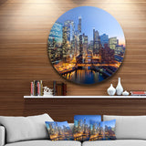 Chicago River with Bridges at Sunset Ultra Glossy Cityscape Circle Wall Art