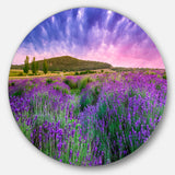 Summer Lavender Field in Tihany Landscape Metal Circle Wall Art