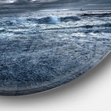 Sochi Sea Storm in Blue Landscape Metal Circle Wall Art