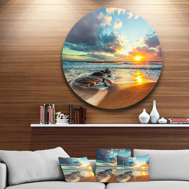 Beautiful Cloudscape over the Sea - Sea &amp; Shore Large Metal Circle Wall Art