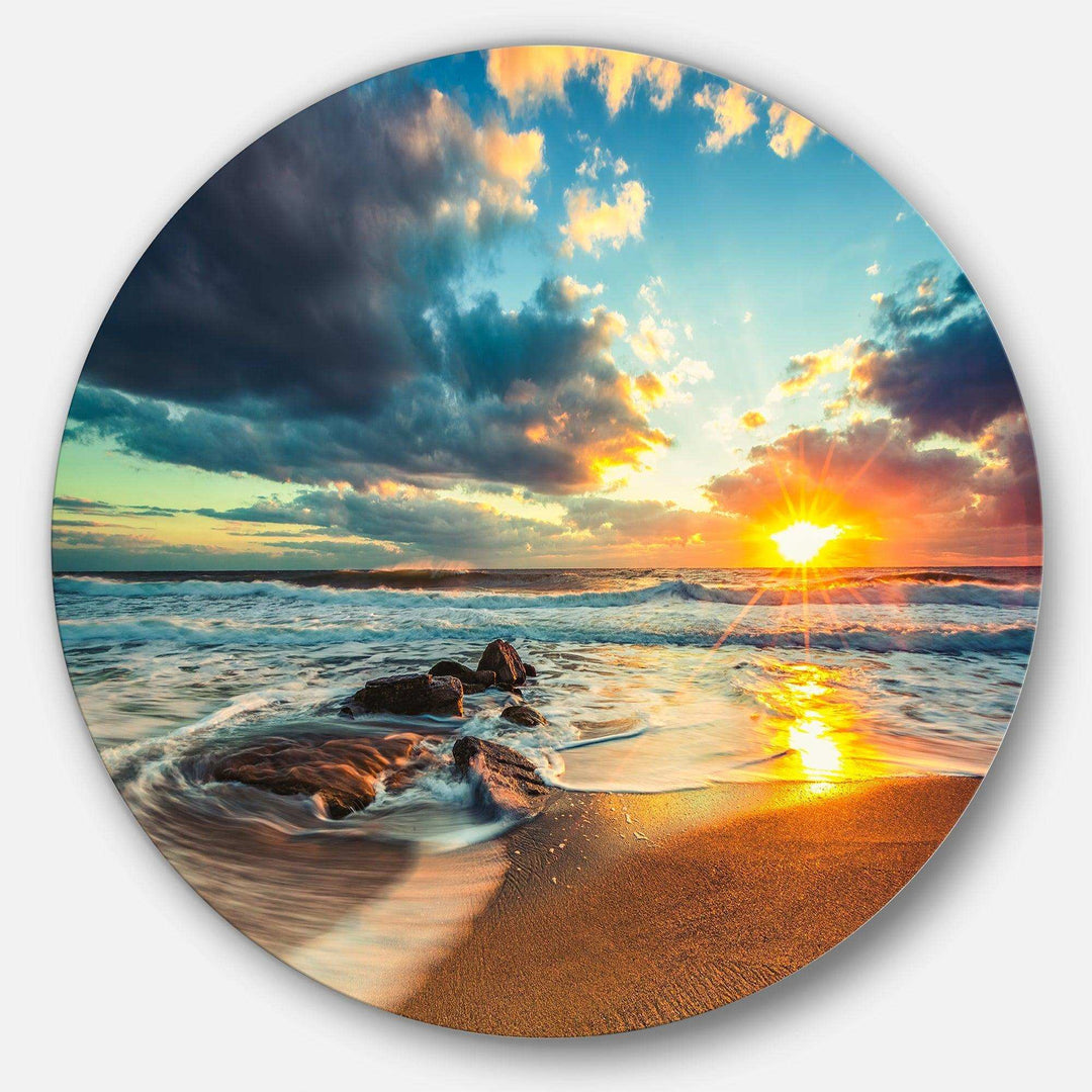 Beautiful Cloudscape over the Sea - Sea &amp; Shore Large Metal Circle Wall Art