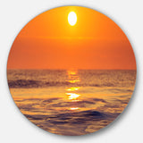 Orange Sunrise and Glittering Waters Seascape Metal Circle Wall Art