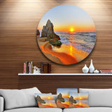 Beautiful Sunrise by Beach in Tathra Seashore Metal Circle Wall Art