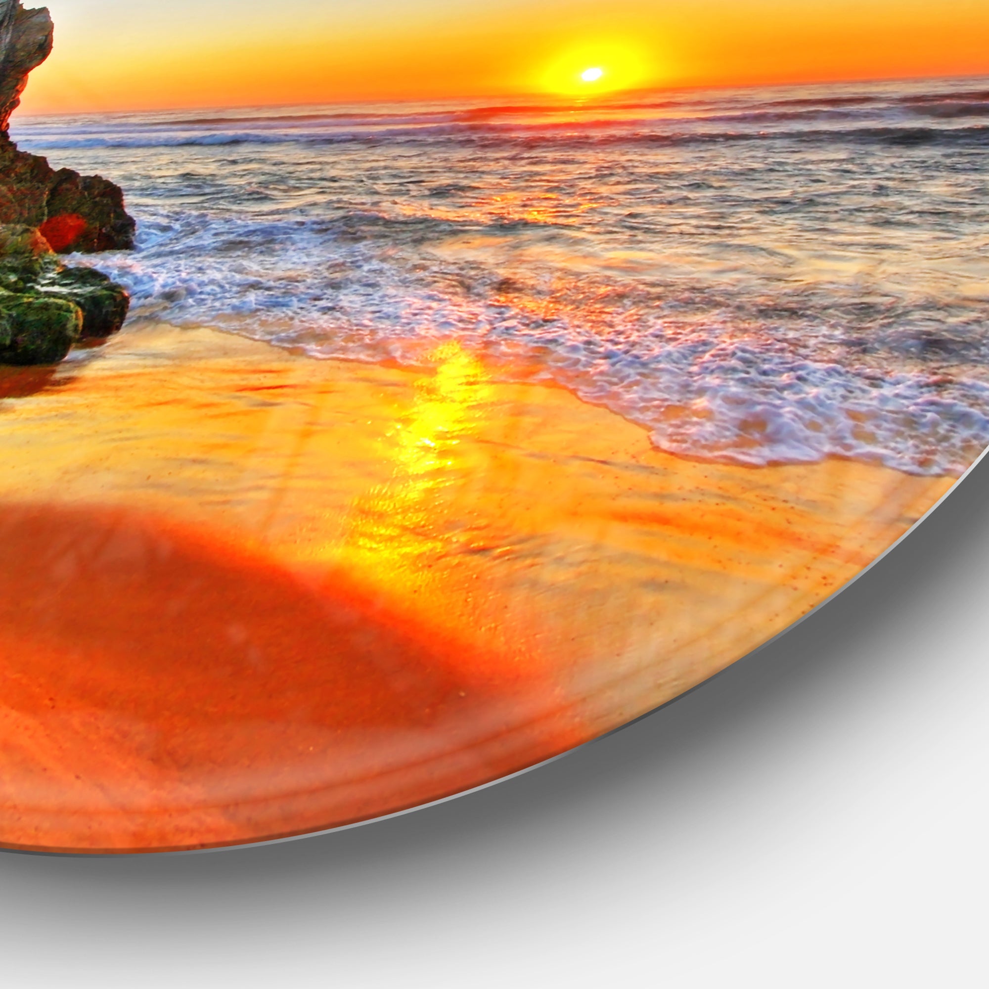 Beautiful Sunrise by Beach in Tathra Seashore Metal Circle Wall Art