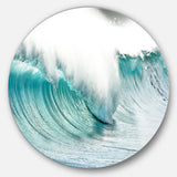 Massive Blue Waves Breaking Beach Seashore Metal Circle Wall Art
