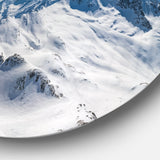 Snowy Mountains Panoramic View Landscape Metal Circle Wall Art
