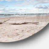 Large Piece of Wood on Beach Seascape Metal Artwork