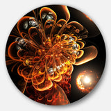 Dark Orange Fractal Flower Digital Art Floral Metal Circle Wall Art