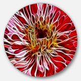 Dark Red Digital Art Fractal Flower Floral Metal Circle Wall Art