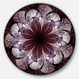 Soft Pink Digital Art Fractal Flower Floral Metal Circle Wall Art