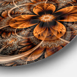 Dark Orange Digital Art Fractal Flower Floral Metal Circle Wall Art
