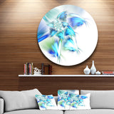 Blue and Green Fractal Flower Floral Metal Circle Wall Art