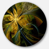 Symmetrical Fractal Flower in Gold Floral Metal Circle Wall Art