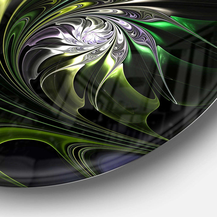 Multi Colored Green Stained Glass - Floral Metal Circle Wall Art