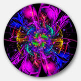 Ideal Fractal Flower Digital Art in Purple Floral Metal Circle Wall Art
