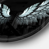 Angel Wings on Black Background Abstract Metal Circle Wall Art