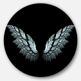 Angel Wings on Black Background Abstract Metal Circle Wall Art