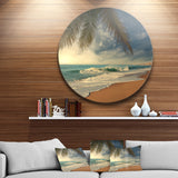 Beautiful Tropical Beach with Palms Beach Photo Metal Circle Wall Art