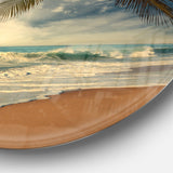 Beautiful Tropical Beach with Palms Beach Photo Metal Circle Wall Art