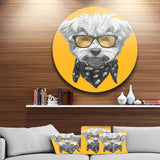 Maltese Poodle with Sunglasses Disc Animal Metal Circle Wall Decor