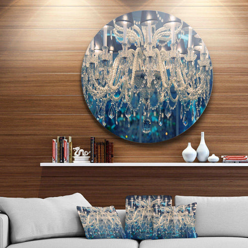 Blue Vintage Crystal Chandelier - Floral Circle Metal Wall Decor