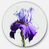 Beautiful Blue Iris Watercolor Sketch Disc Floral Metal Circle Wall Art
