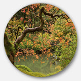 Japanese Garden Fall Season Disc Large Landscape Metal Circle Wall Art