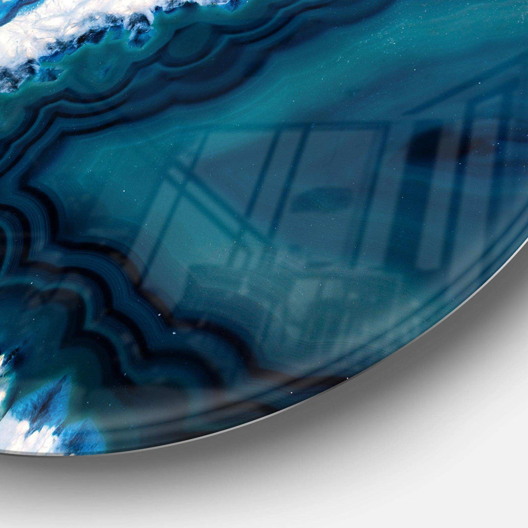 Blue Brazilian Geode - Abstract Large Metal Circle Wall Art
