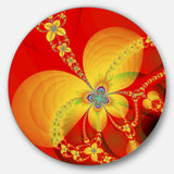 Red Yellow Colorful Fractal Pattern Floral Metal Circle Wall Art