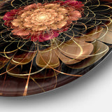 Dark Gold Red Fractal Flower Pattern Extra Large Floral Wall Art