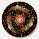 Dark Gold Red Fractal Flower Pattern Extra Large Floral Wall Art