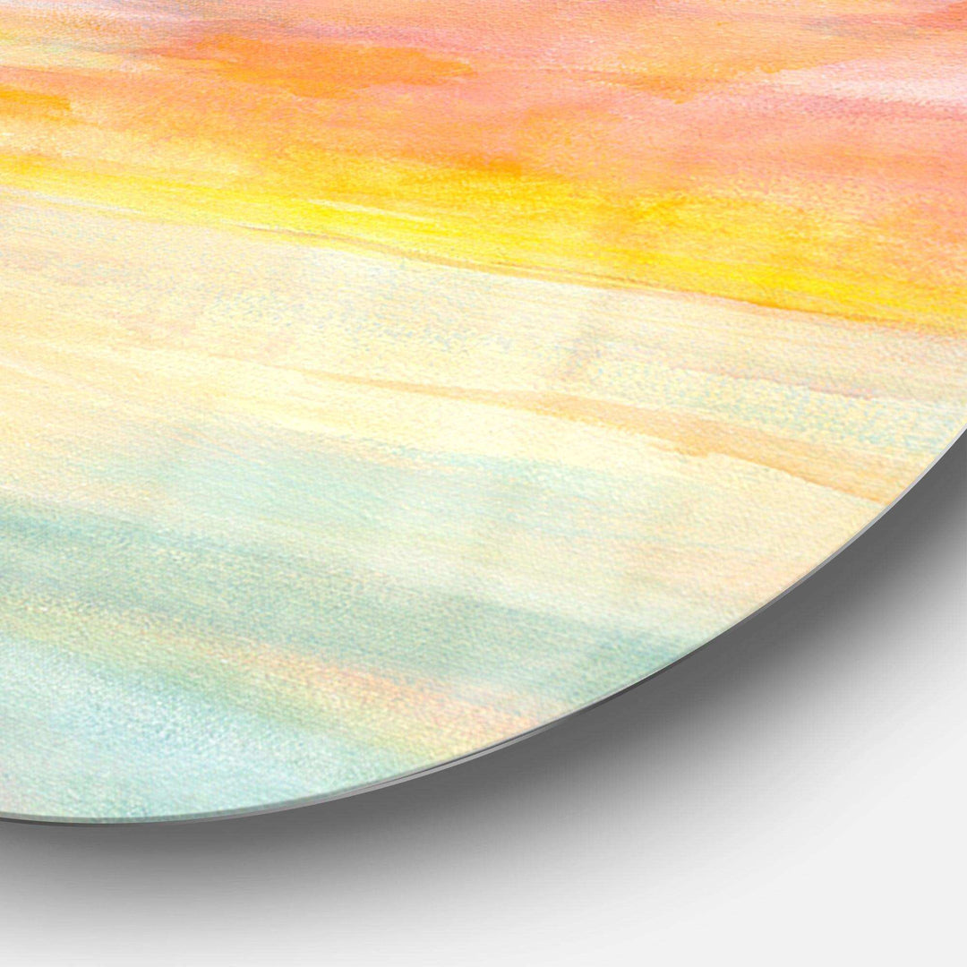 Pastel Pink And Blue Clouds - Abstract Metal Circle Wall Art