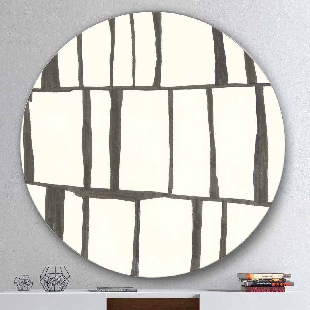 minimalist black and white I - Abstract Round Metal Wall Art